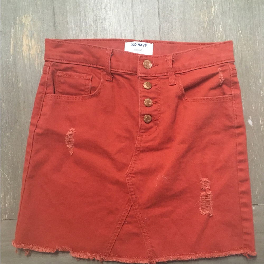 Old navy orange jean skirt 10/12
